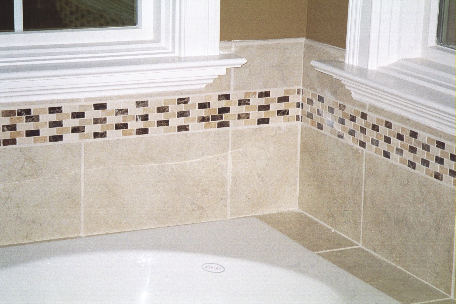 Bathroom wall tile natural stone border marble and travertine BELK Tile