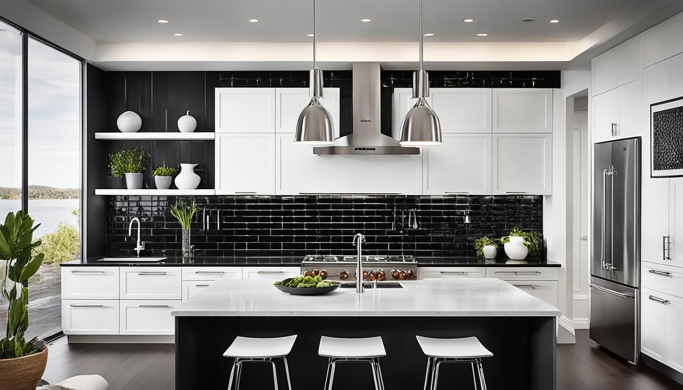 black backsplash tile