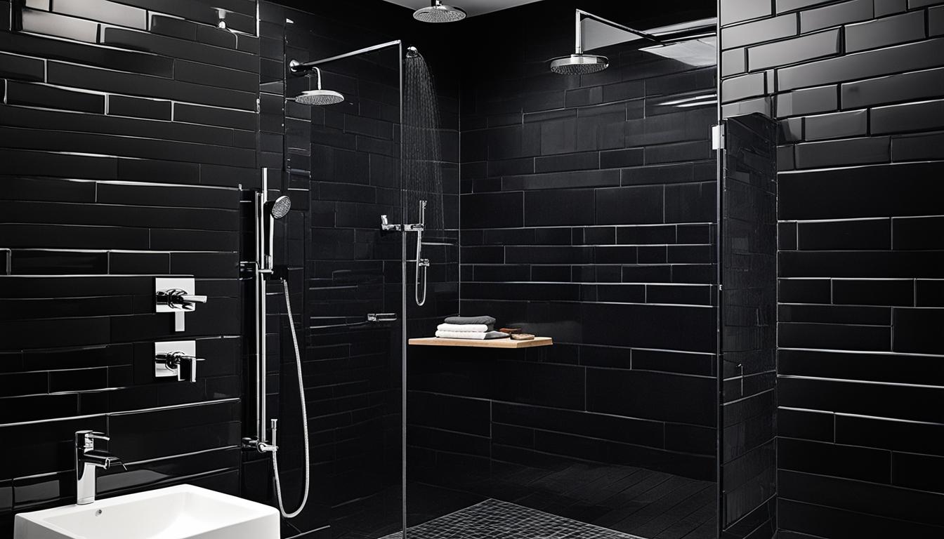 black bathroom tiles