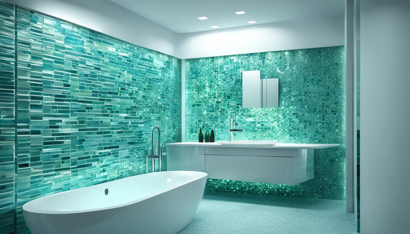 glass tile accents in shower walls